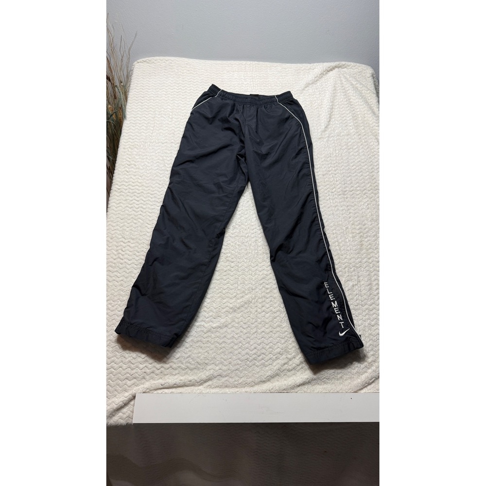 Vintage Nike Team Element Kids Track Pants Black White Piping Mesh Lined Size L